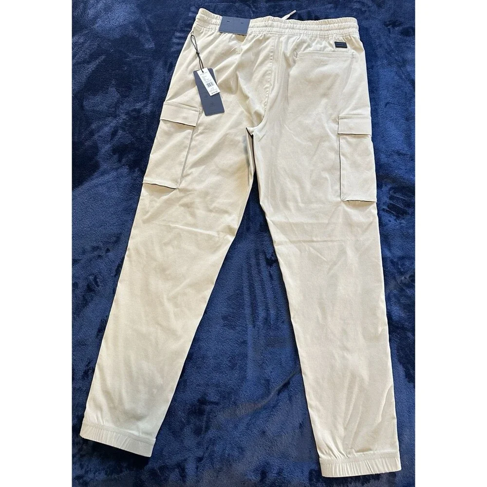 Kenneth Cole Tech Jogger Cargo Tapered Fit Stretch Activewear Khaki Men's L NWT